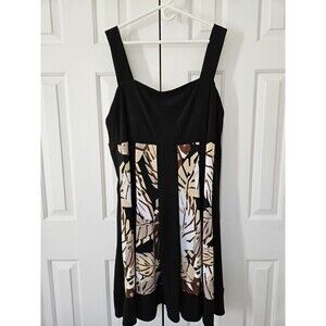 R&M Richards Dress Women’s 24W Black Brown Sleeveless Fit & Flare Knee Length
